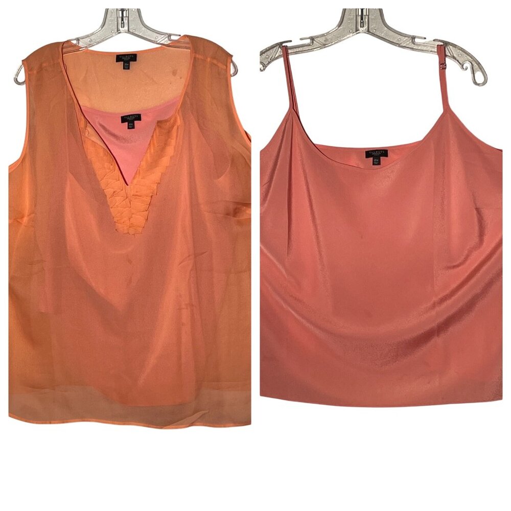 Talbots Est 1947 20W 2 Piece Sheer Tank w Camisole Peach Silk/Poly career Plus